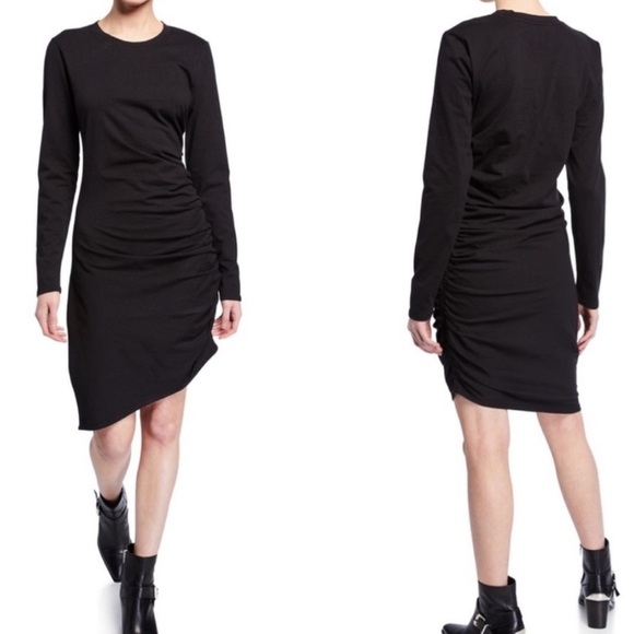 VERONICA BEARD Jaelyn Side Ruched Knit long sleeve Dress black EUC F - Picture 1 of 11